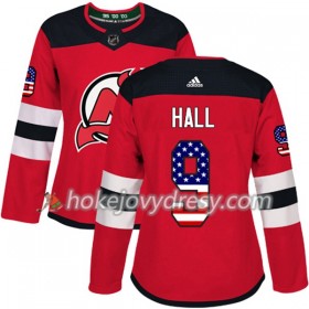 Dámské Hokejový Dres New Jersey Devils Taylor Hall 9 2017-2018 USA Flag Fashion Černá Adidas Authentic